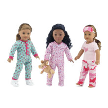Emily Rose 18-Zoll Puppenschlafanzug 7-Teilig - Cupcake, Schaf & Pink Camo PJs mit Teddybär