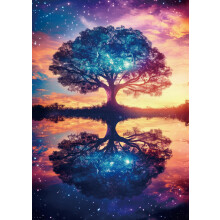 Larkipuzz Buntes Sternen-Nacht Baum Puzzle 1000 Teile für Erwachsene, Wunderschöne Galaxy Landschaft