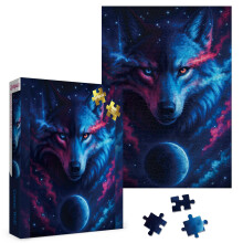 Larkipuzz Fantasy Wolf Puzzels voor Volwassenen 1000 Stukken, Magische Dieren Landschap Puzzel