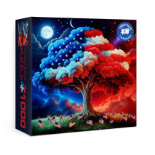 Tree of Life Puzzels voor Volwassenen 1000 Stukken, Patriottische Amerikaanse Vlag Legpuzzel