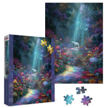 Larkipuzz Puzzles Magiques de Fleurs de Forêt 1000 Pièces, Puzzle Jigsaw Licorne Fantaisie