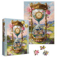 Larkipuzz Kunst Klok Zandloper Landschap Puzzels voor Volwassenen 1000 Stukken