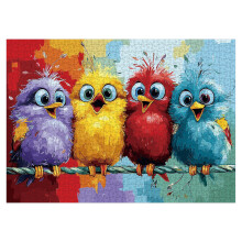 Larkipuzz Cute Colorful Bird Puzzles for Adults 1000 Pieces, Funny Pretty Animal Jigsaw Puzzles, Art Challenging Chicken Puzzle
