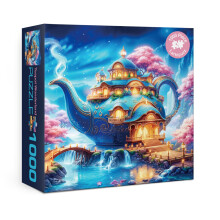Larkipuzz Puzzle Magique de Théière Bleue 1000 Pieces, Paysage Fantaisie, Puzzle Art D'Arbre