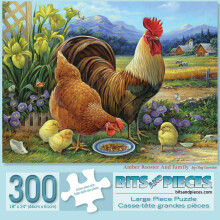 Bits and Pieces - Puzzle de 300 pièces pour adultes - Coq ambre et sa famille