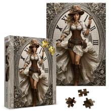 Larkipuzz Beautiful Women Puzzles for Adults 1000 Pieces, Fantasy Lady Clock Jigsaw Puzzle, Difficult Art Pretty Butterfly Puzzles