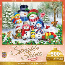 MasterPieces 500 Piece Glitter Jigsaw Puzzle - Frosty Family Moments - 15"x21"