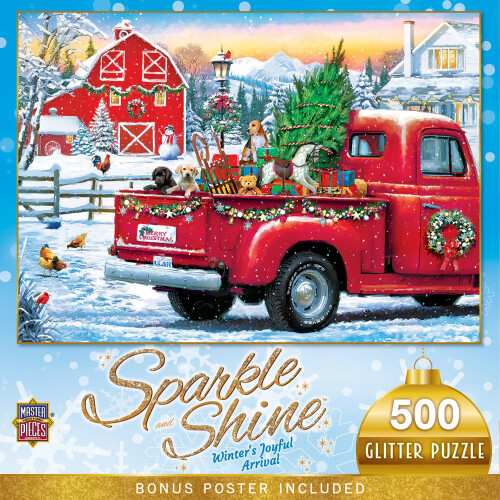MasterPieces 500 Teile Glitzer-Puzzle - Winterfreude - 15"x21"
