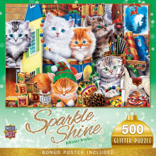 MasterPieces 500 Teile Glitzer Puzzle - Whisker Wishes - Feiertagskätzchen, 15"x21", Erwachsenenpuzzle