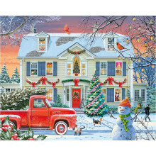 White Mountain 1000 Piece Jigsaw Puzzle Winter Christmas Holiday Puzzles with Large Pieces for Adults and teens 24"x30" - Home for the Holidays