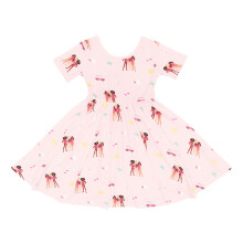 KYTE BABY Toddler Girls Twirl Dress - Ultra Soft Rayon Made from Bamboo, Breathable & Lighweight, Comfortable Everyday Play Dress in Barbie Beach