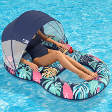 POVRYE Pool Floats Erwachsene mit UPF 50+ Sonnenschutzdach, aufblasbare Pool-Lounger