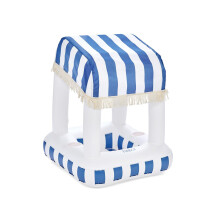 FUNBOY Cabana Stripe Pool Float Drink Holder, 24" Aufblasbare Getränkestation mit abnehmbarem Stoffschirm