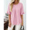 Blusas Básicas Plissadas de Manga Curta Soltas com Decote Redondo para Mulheres Rosa M 1