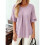 Blusas Básicas Plissadas de Manga Curta Soltas com Decote Redondo para Mulheres Roxo Claro S 3