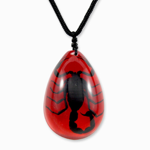 REALBUG Zwarte Schorpioen Ketting, Rood, Klein