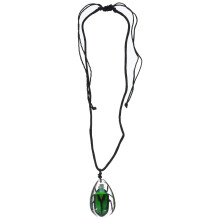 Collier avec Pendentif de Scarabée Vert REALBUG, Transparent, Grand
