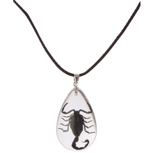 Collier avec Scorpion Noir Réel, Transparent, Petit