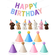 Fiestivo 7pcs Chapeaux de Fête Mini pour Animaux en Peluche avec Bandero, Chapeaux d'Anniversaire Ajustables