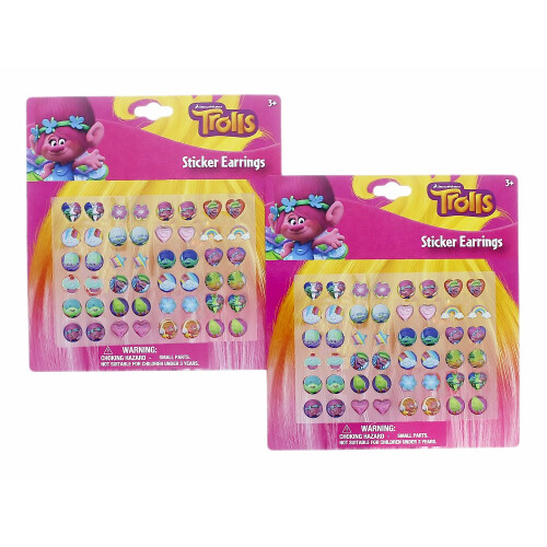 Boucles d'oreilles autocollantes Trolls Dream Works 24 paires (2 pack)