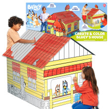Bluey Create & Color Bluey's House, 3' Kraft Board Kid-Sized Playhouse with Markers