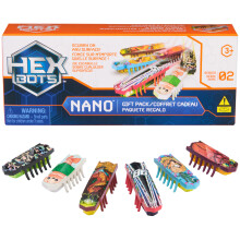 HEX Bots Nano 6 Pack, 4 Nano Robots avec 2 Flash Nano, Jouets Sensoriels pour Enfants & Chats