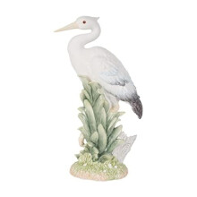 Fitz & Floyd Fitz and Floyd Newport Home Coastal Ceramic Egret Facing Forward Figurine, 16 inches, White