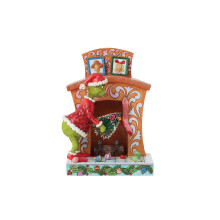 Enesco Dr. Seuss Grinch by Jim Shore Santa Grinch Pushing Tree Up Chimney Figurine, Grinchmas Stone Resin Hand Crafted Collectible Christmas Figurines
