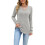 Damen-Langarmshirt mit V-Ausschnitt, Manschetten, Tunika, Elegant, Abgerundeter Saum, Lässiger Pullover Hellgrau L 1