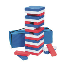 S&S Worldwide Patriotische Super Tumbling Timbers. Riesenversion des beliebten Stapelspiels mit leichten Blöcken.