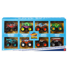 Hot Wheels -Monster Trucks, Set of 8 die-cast Toy Vehicles in the 1:64 Scale with Hero Figures and Fans' Favourite Figures from Monster Trucks Live an