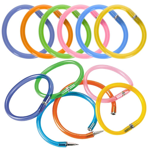 Bracelets en Vinyle Néon Glitter Fun Express - 12 Pièces