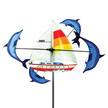 Whirligig Spinner Zeilboot 33 cm - Nautisch Ontwerp, Weerbestendig Tuindecor, Duurzaam & Lichtgewicht
