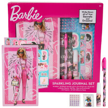 Barbie Sparkle Journal Set for Kids, Journal Kit with Stickers and Gems