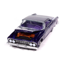 1961 Dart Phoenix Lowrider Purple Sky Metallic with Graphics and Purple Interior Vintage Muscle Series 1/64 Diecast Model Car by Auto World