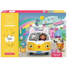 TEAMPUZZLE: DreamWorks Gabbys Dollhouse - 194 Teile Puzzle, 2 Schwierigkeitsgrade, 19x13 Stadt & Charakter-Szene