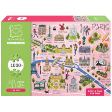 TEAMPUZZLE: Parijs - 1.000 stukjes puzzel, 2 Jigsaw Secties, Stadskaart, 27 x 19, Inclusief QR Code Extra's, 12+