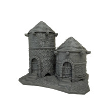 Medieval Granary Structure - 28mm Scale Village Terrain - PLA 3D Printed Two Tower Granary Structure - Compatible with Tabletop RPGs, Dioramas, and Mo