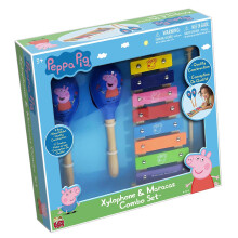 Peppa Pig: Wood Xylophone & Maracas Combo Set - 8 Notes & Keys, Includes: Wooden Mallet & 2 Wooden Maracas, Educational Music Toys for Toddler & Presc