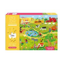 TEAMPUZZLE: Auf dem Bauernhof - 194 Teile Puzzle, 2 Schwierigkeitsstufen, 19x13, Lebendige Tier- & Charakter-Szene