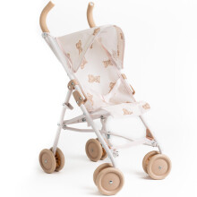 Roma Prams: Teddy Doll XL Umbrella Buggy - Beige-Cream-Bear - Folding Push Stroller, Retractable Canopy, Toy Accessory for Dolls Up to 16.5", Kids 3+