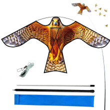 HENGDA KITE Bird Hawk Flying Kite with Pole Crops Farm Protector Bird Scarer Flying Kite with 4m Pole Yellow