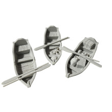 Ancrabourg Row Boat - Set of 3 Miniature Boats with Oars for 28mm Miniatures - Detailed Boat Models for Tabletop RPGs, D&D, Pathfinder, and Wargaming