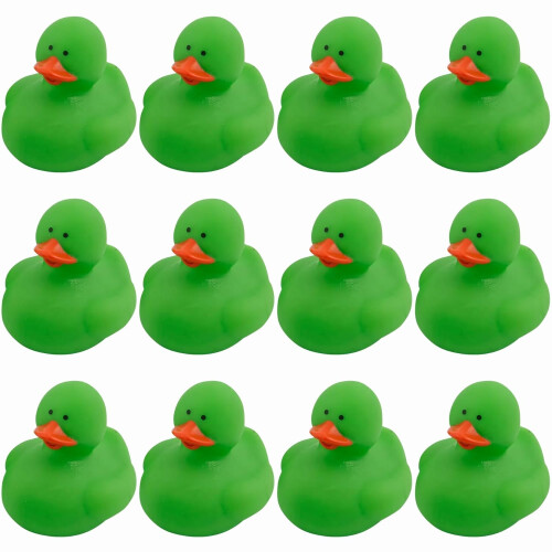 Fun Express Canards en Caoutchouc 2" de Couleur Unie - 12 Canards (Vert)
