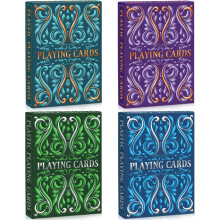 Spielkarten 4er Pack, Plastikspielkarten wasserdicht, große Druckkarten für Senioren, Premium Pokerkarten Set