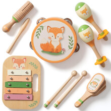 Houten Muziekinstrumenten Set voor Peuters, Natuurlijke Houten Percussie Xylofoon Cadeauset