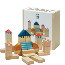 PlanToys Kreativblöcke Holz Montessori Bau- und Fantasiespielzeug in Orchideenfarbe