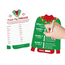 Big Dot of Happiness Ugly Sweater - 2-in-1 Holiday und Weihnachtskarten - Aktivitäts Duo Spiele - Set von 20