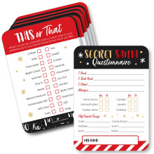Big Dot of Happiness Secret Santa Fragebogen - Weihnachtsgeschenk-Austauschkarten - Set mit 20