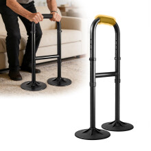Standing Aid for Elderly Adults, Adjustable Standing Assist Handle, Portable Mobility Support with 2 Anti-Slip Bases, Foam Handles, 8 Height Settings